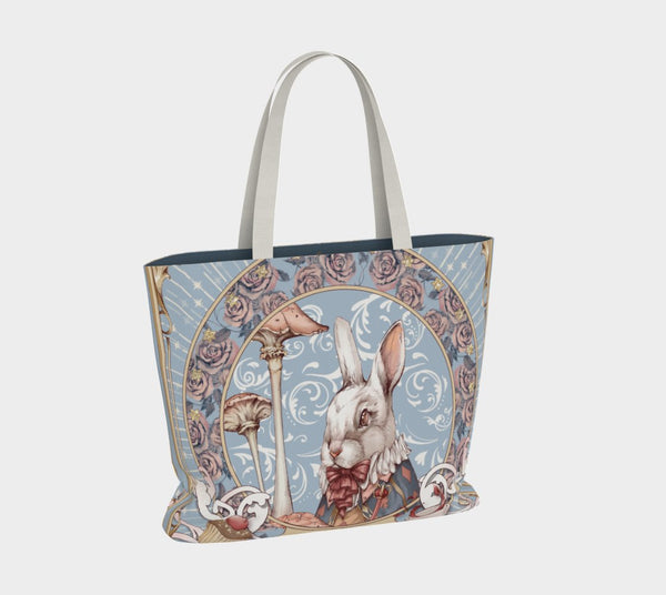 Alice, the White Rabbit - Blue Tote Bag - Sutoru - Large Tote Bag - Sutoru