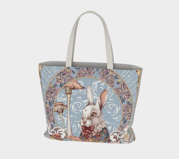 Alice, the White Rabbit - Blue Tote Bag - Sutoru - Large Tote Bag - Sutoru