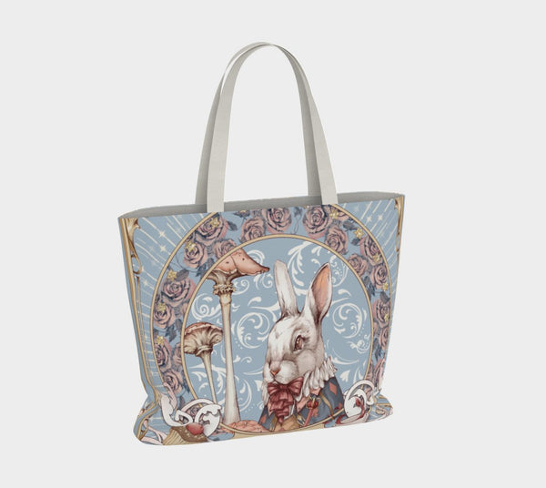 Alice, the White Rabbit - Blue Tote Bag - Sutoru - Large Tote Bag - Sutoru