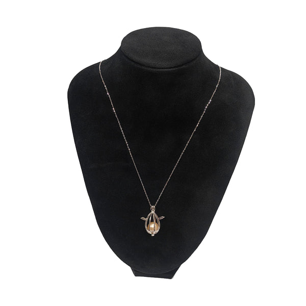 Caged Champagne Pearl Sterling Silver Necklace - Sutoru - Sutoru