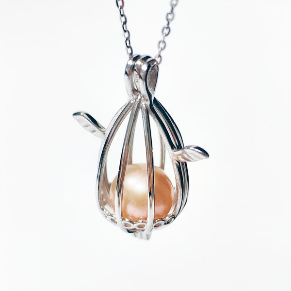 Caged Champagne Pearl Sterling Silver Necklace - Sutoru - Sutoru