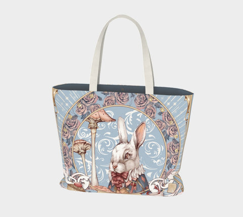 Alice, the White Rabbit - Blue Tote Bag - Sutoru - Large Tote Bag - Sutoru