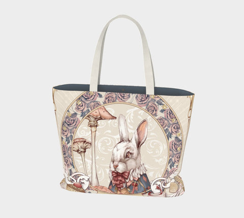 Alice, the White Rabbit - Ivory Tote Bag - Sutoru - Large Tote Bag - Sutoru